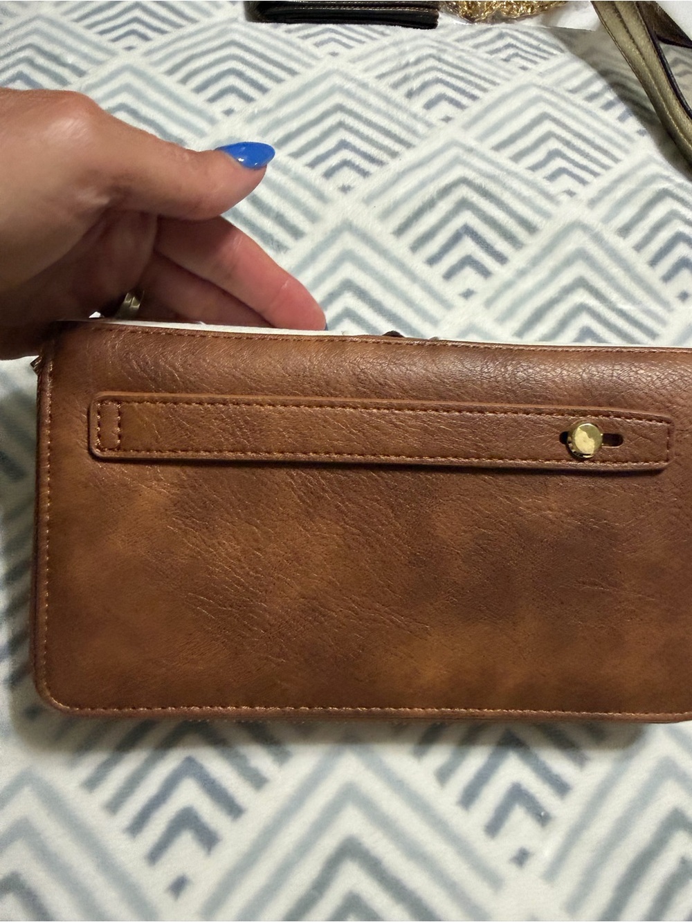 Bostanen RFID White and Brown double zip Full Capacity Wristlet Wallet - Picture 11 of 16